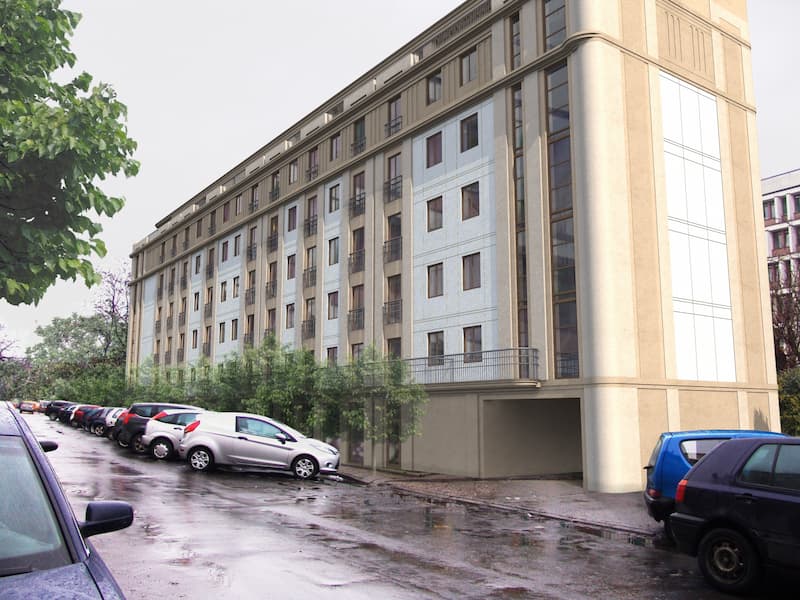 Widok boczny budynku mieszkalnego przy Senatorskiej w Krakowie