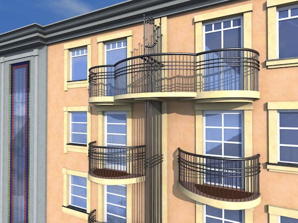 Projekt architektoniczny budynku wielorodzinnego, widok z boku